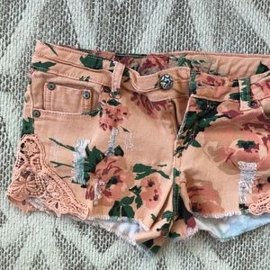 Target - Pink / Coral Floral Shorts w/ embroidery